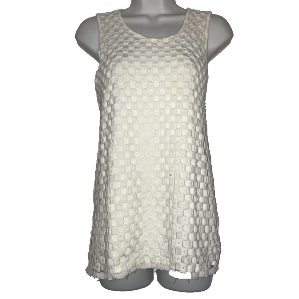 S W New York Crochet Overlay Women Sleeveless Knit Top M